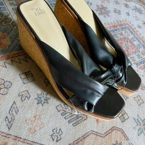 Time and Tru Black Wedge Peep-Toe Shoes